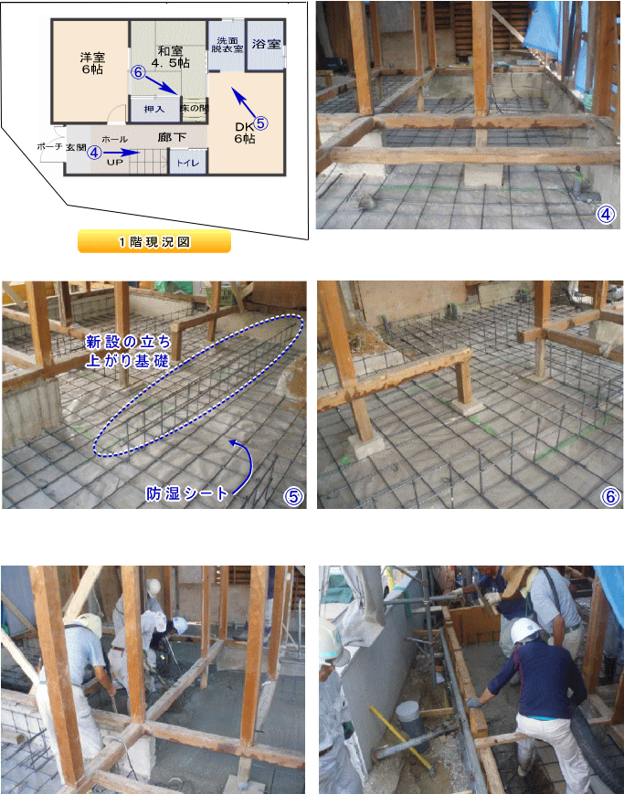 大阪府岸和田市　全改装、大規模リフォーム、増築・減築、間取り変更、耐震補強、水廻り一新　基礎工事の様子